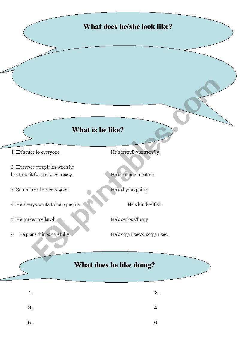 Describing People worksheet