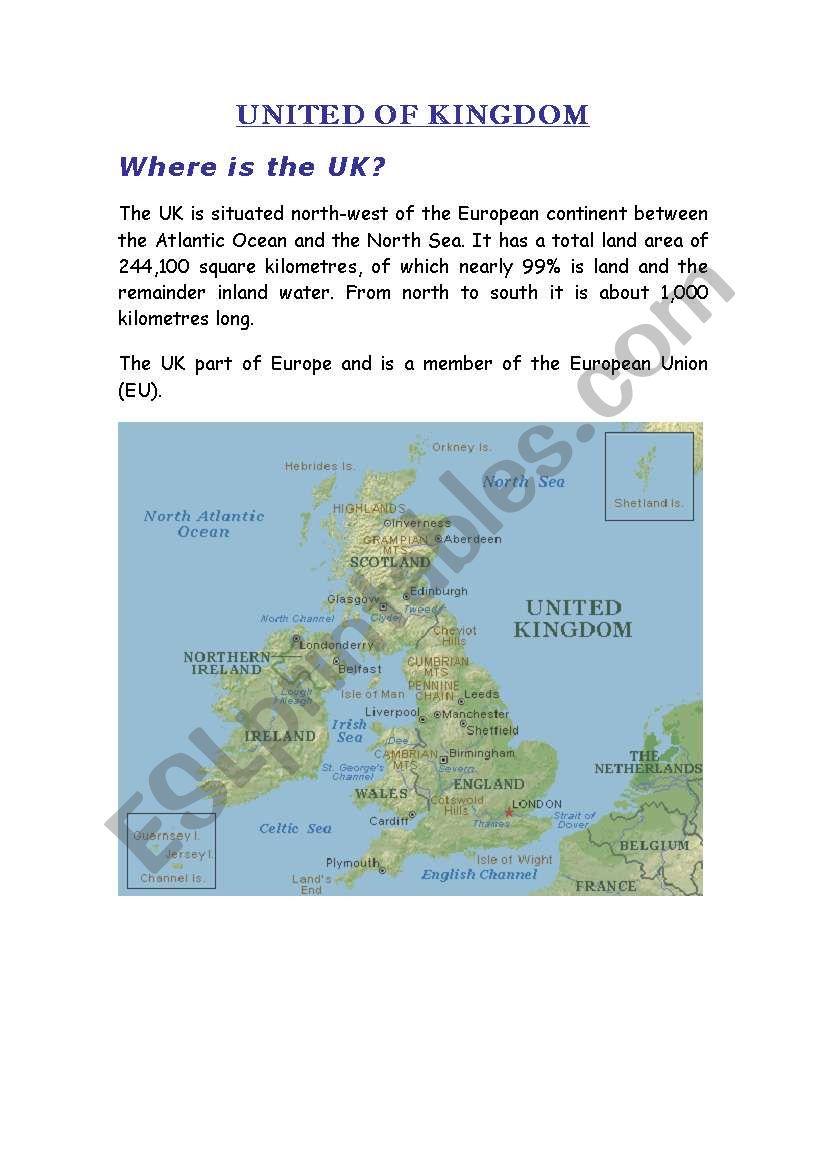 United of Kingdom worksheet