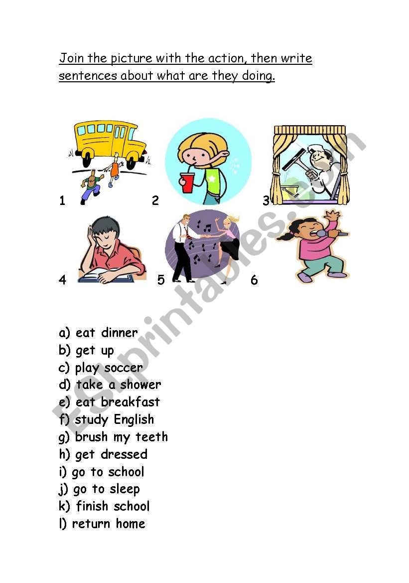 Presente continuous worksheet