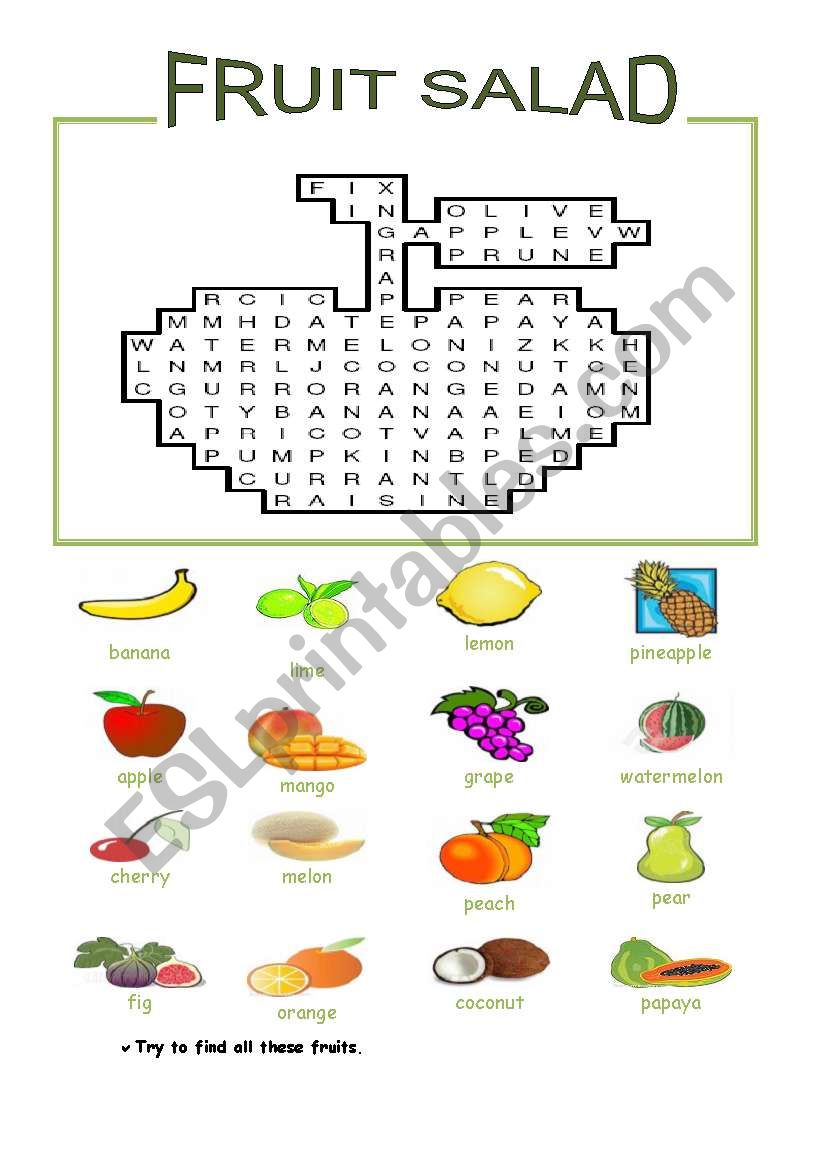 Fruit salad worksheet
