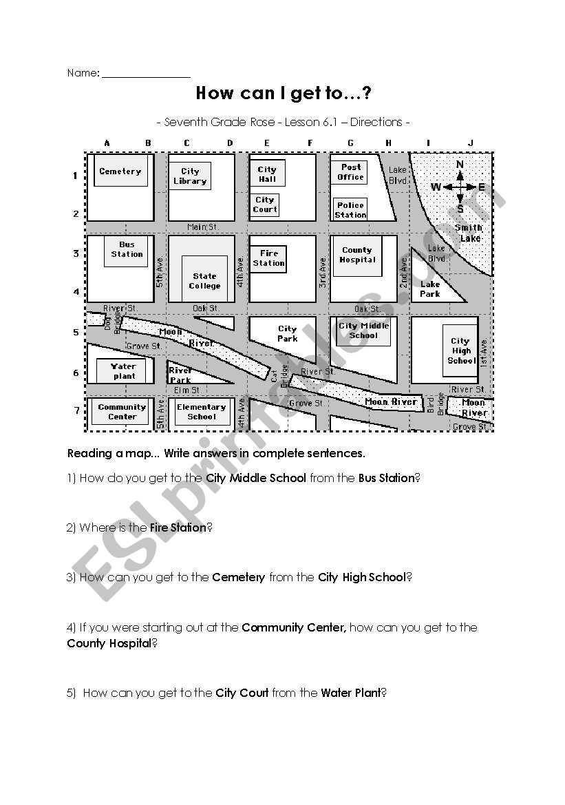 Directions worksheet