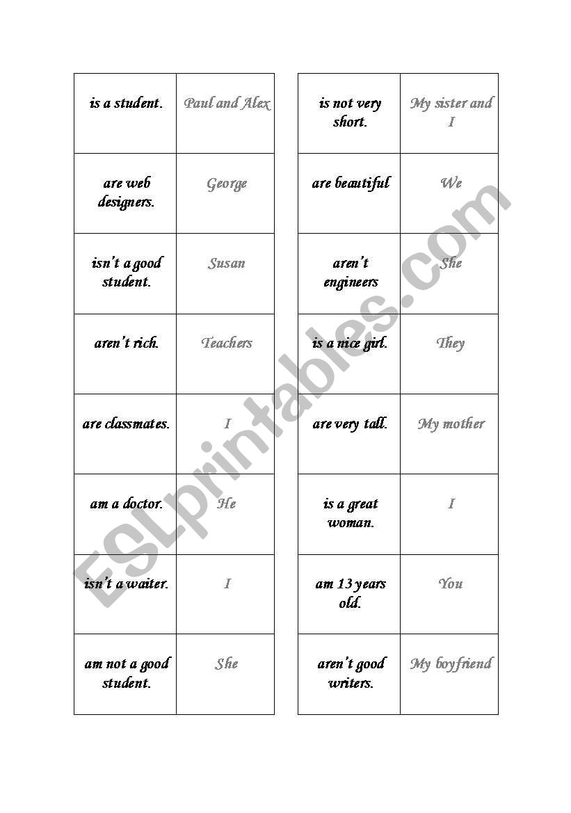 verb to be worksheet