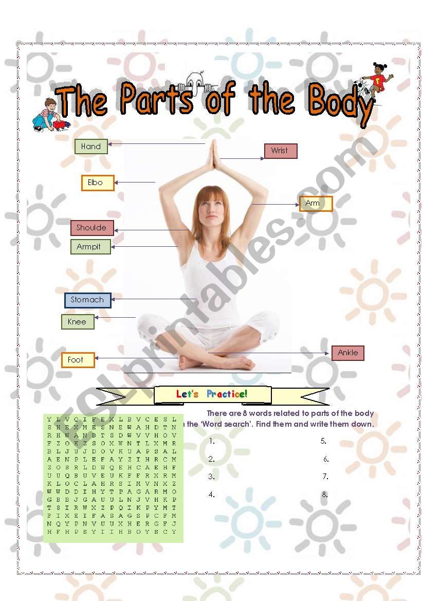 Parts of the body + wordsearch exercise