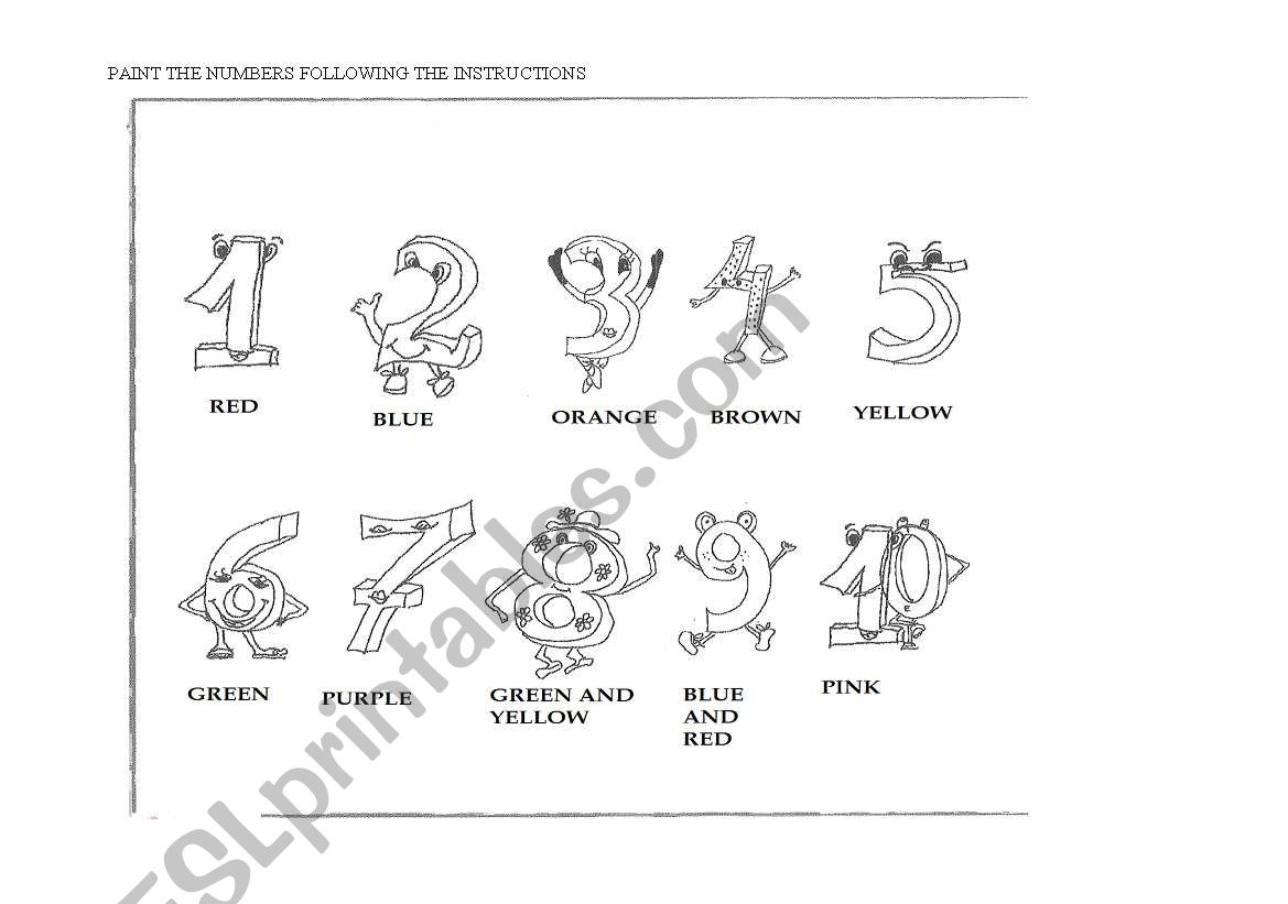 paint the numbers worksheet