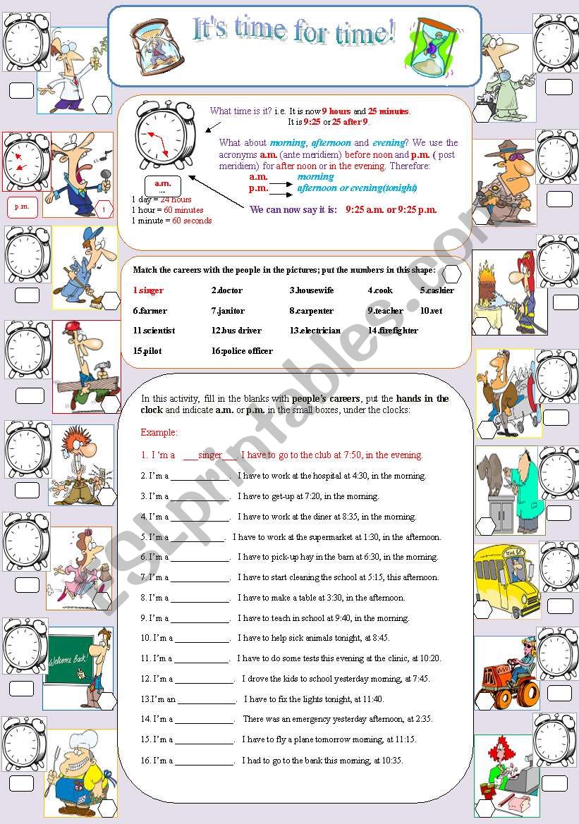 Its time for time! (part I ) worksheet