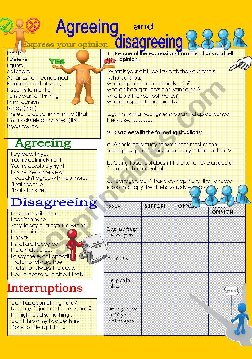 Agreeing and disagreeing worksheet
