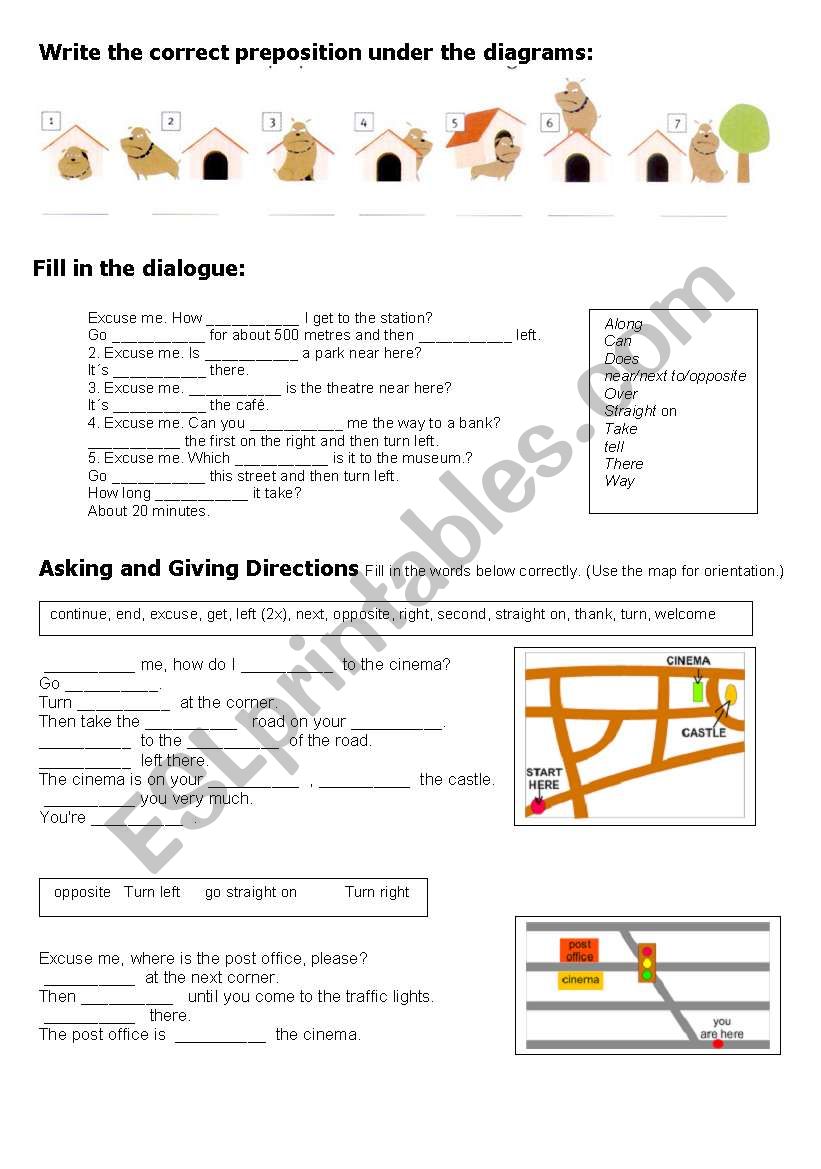 Asking and giving directions worksheet