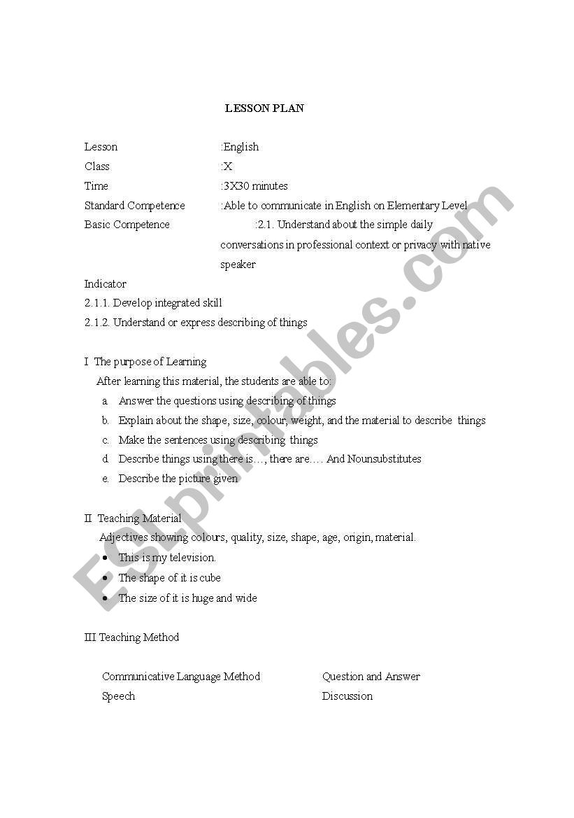 Lesson plan worksheet