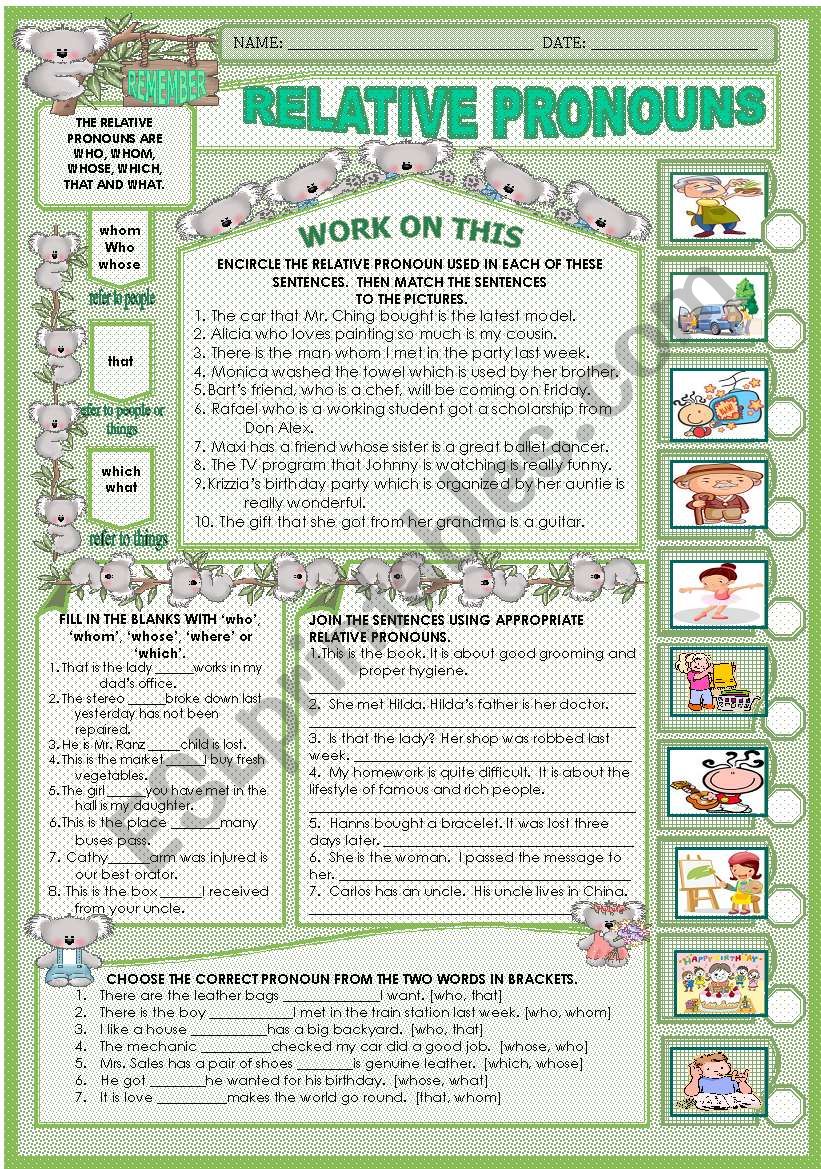 RELATIVE PRONOUNS worksheet