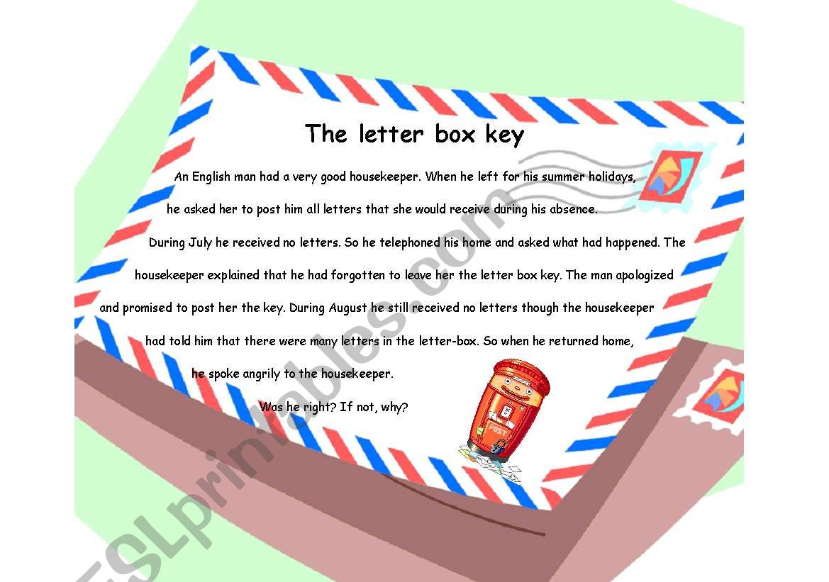   The letter box key! worksheet