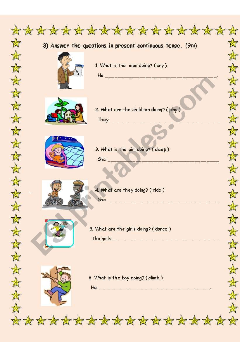 present continuous tense worksheet