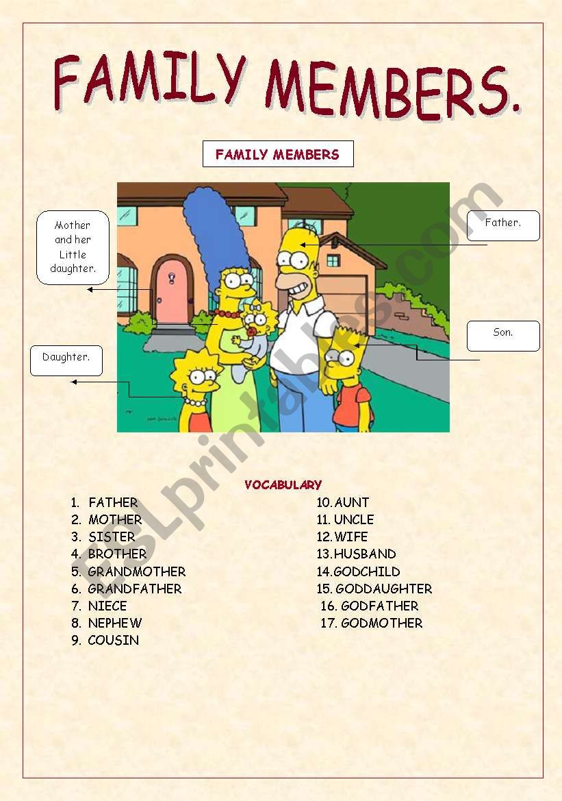 Family members worksheet