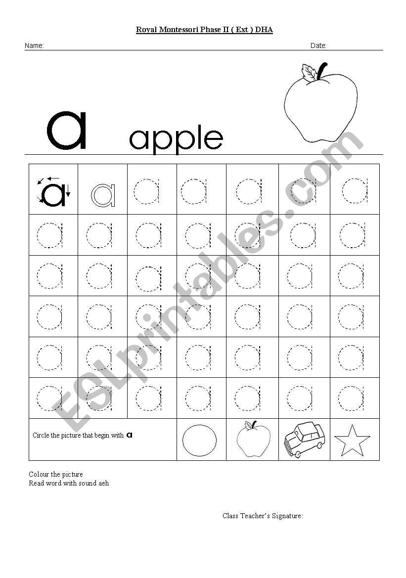 Worksheet of alphabet a apple worksheet