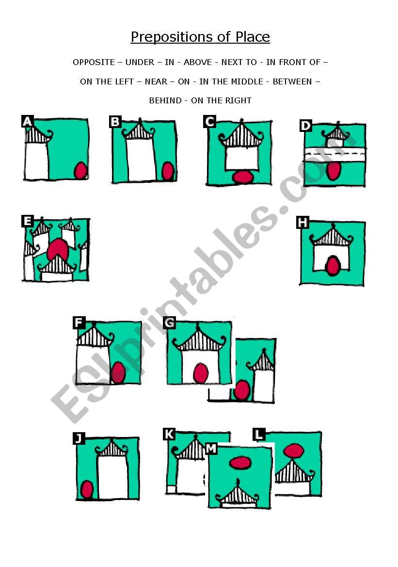 Prepositions of Place worksheet