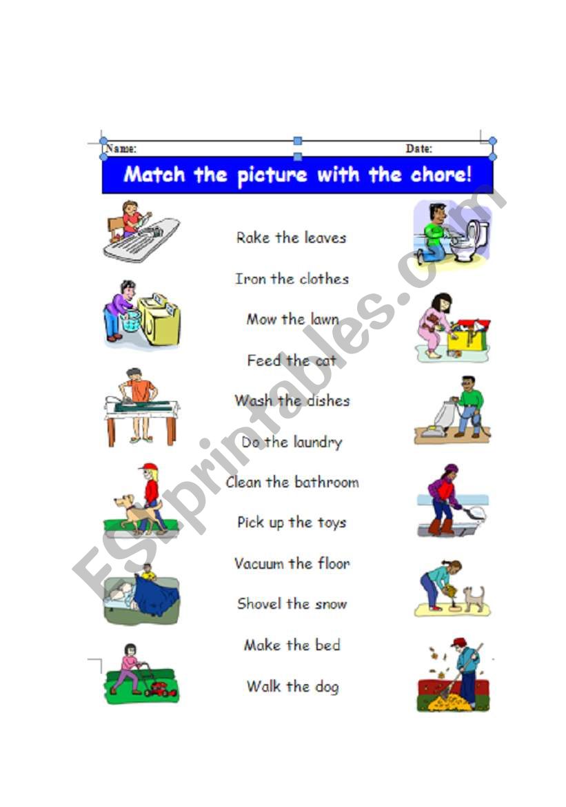 Match the Picture with the Chore!