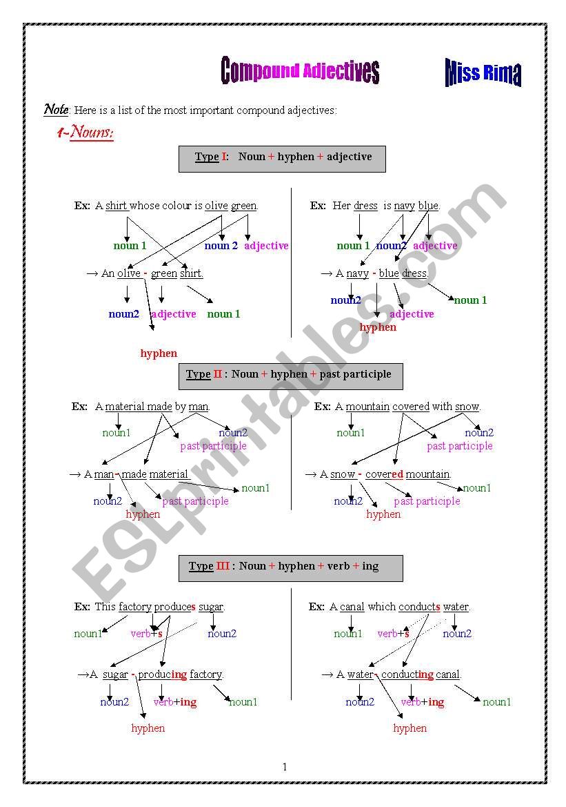 Compound Adjectives worksheet