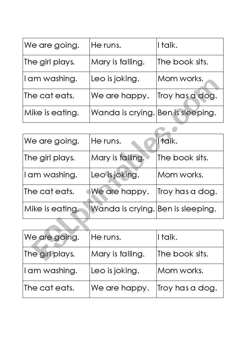 Word Sort: Present Progressive - Simple Present