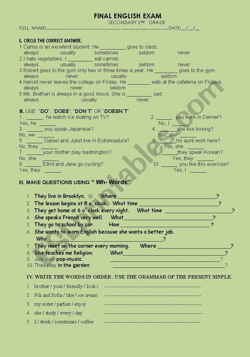 adverbs of frequency and present simple