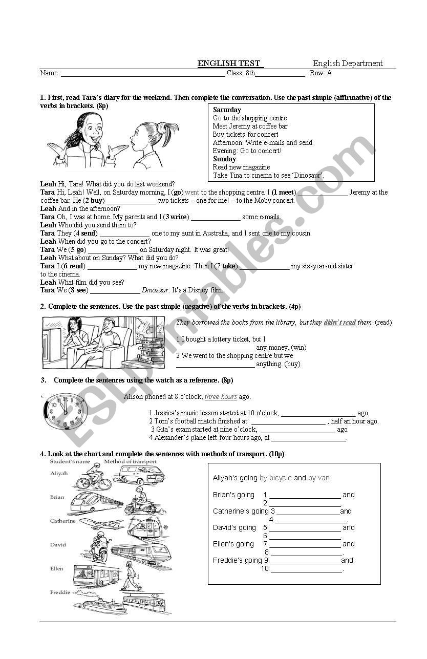 test worksheet