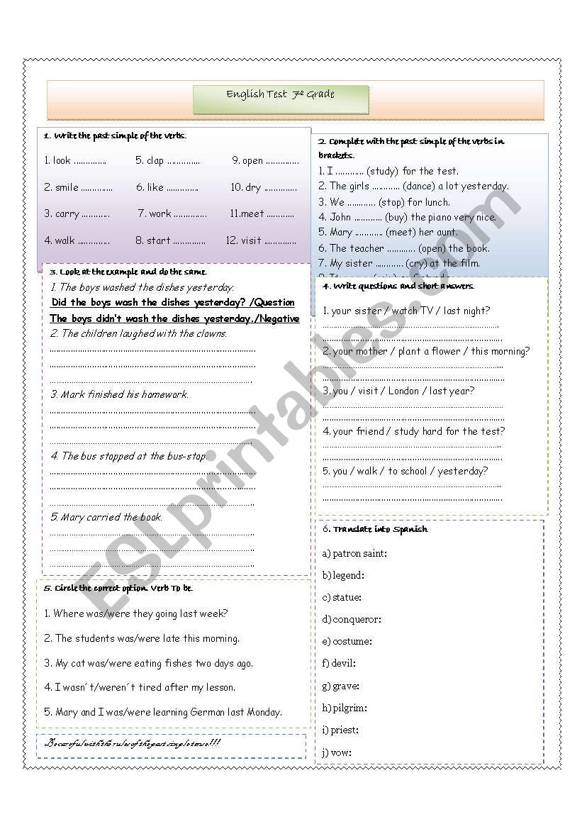 past simple tense worksheet