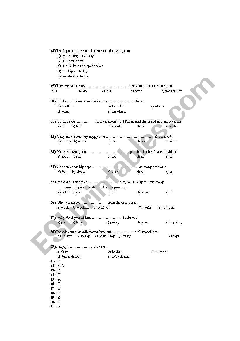 multiple choice Test with answer