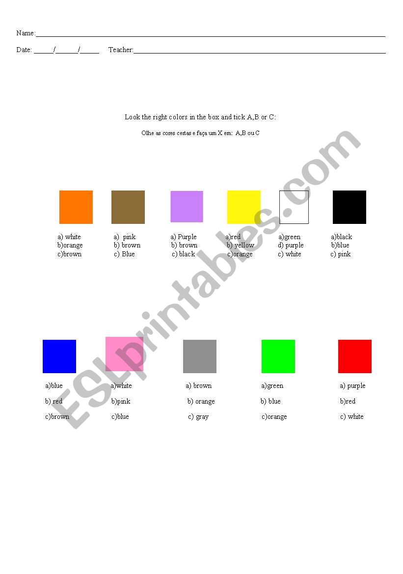 colors worksheet