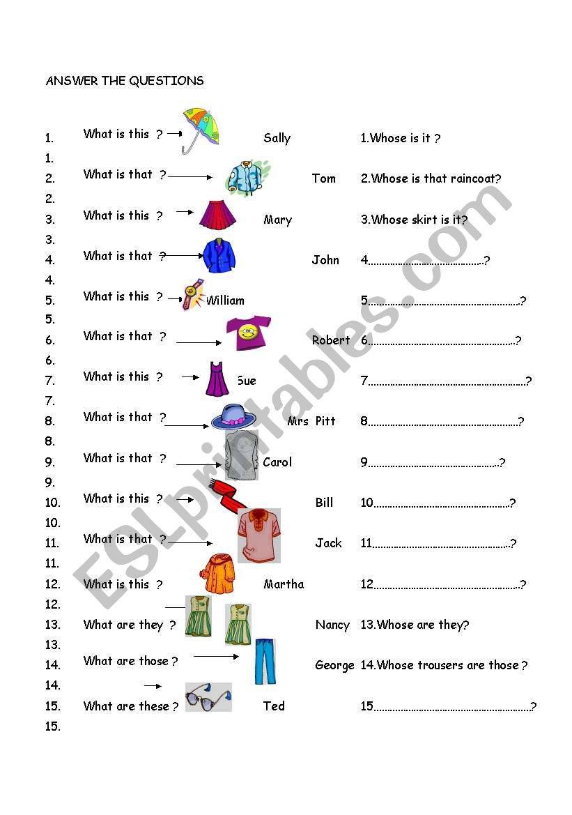 Clothes-Whose worksheet