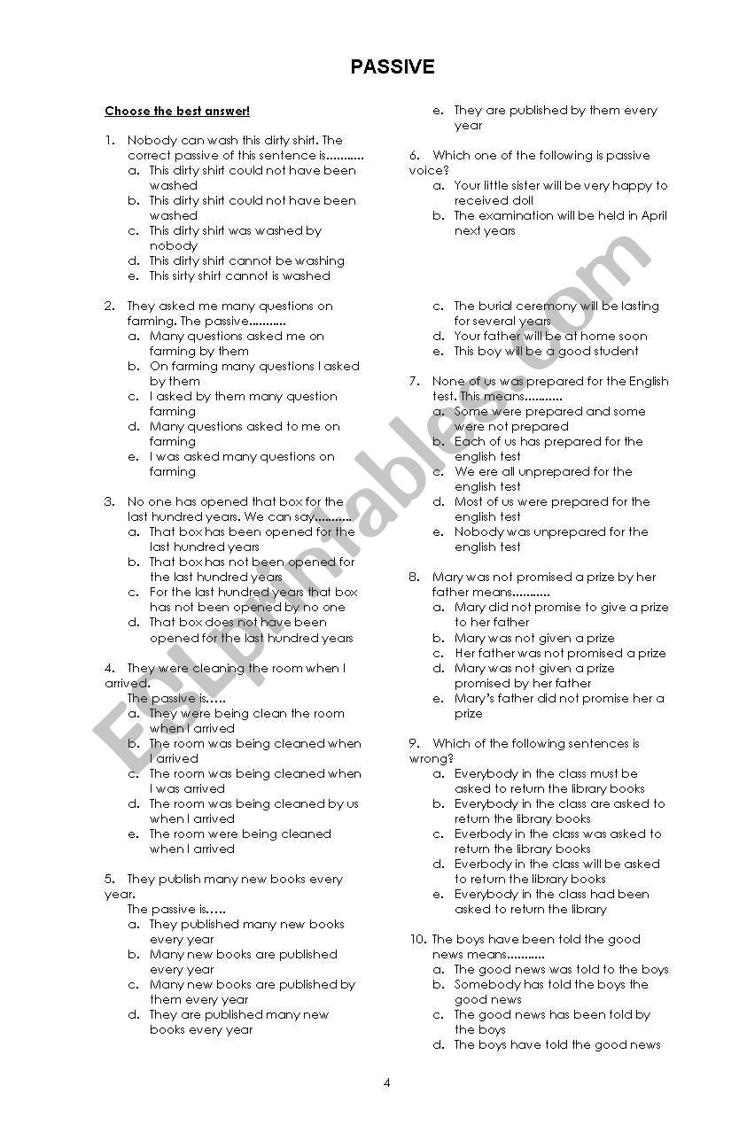 passive voice worksheet