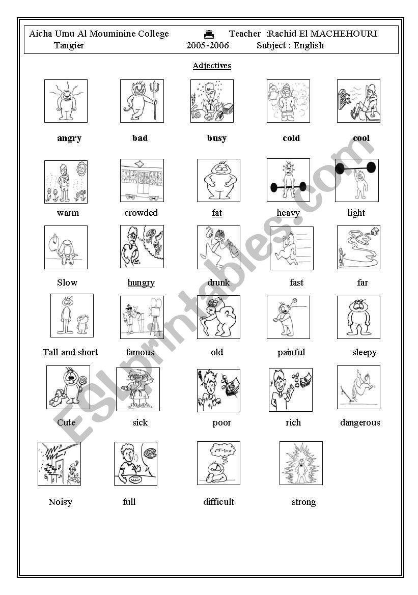 Adjectives worksheet