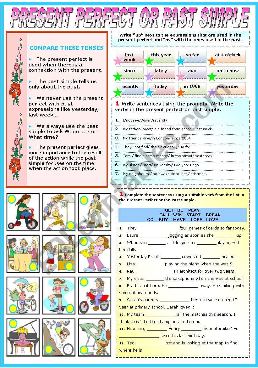 PRESENT PERFECT OR PAST SIMPLE (TWO PAGES)