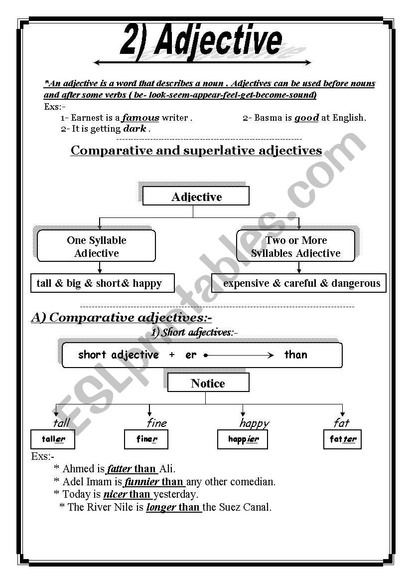 easy adjectives worksheet