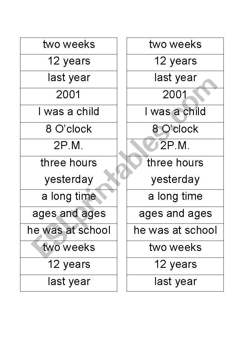 Review: for & since worksheet