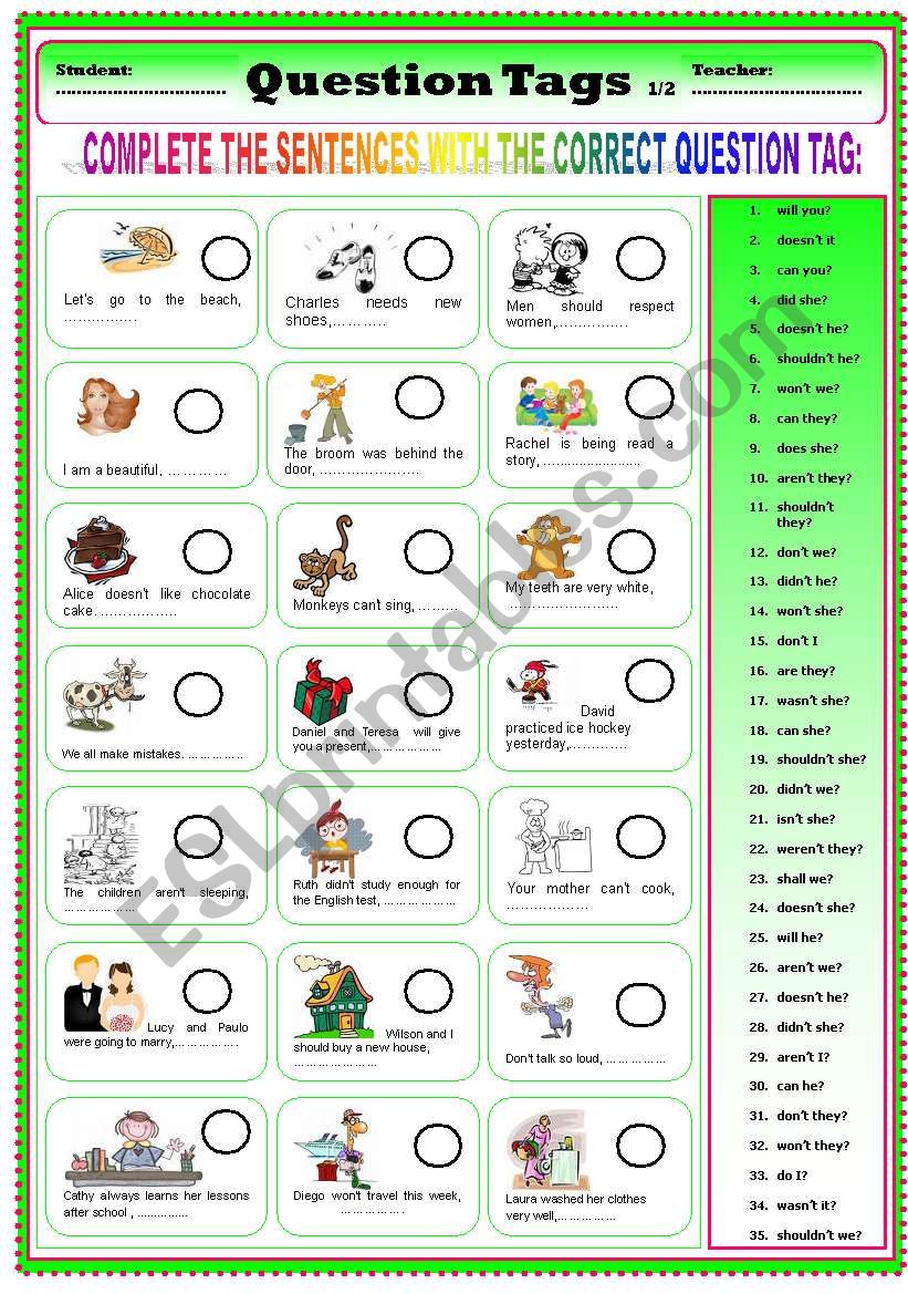 QUESTION TAGS worksheet