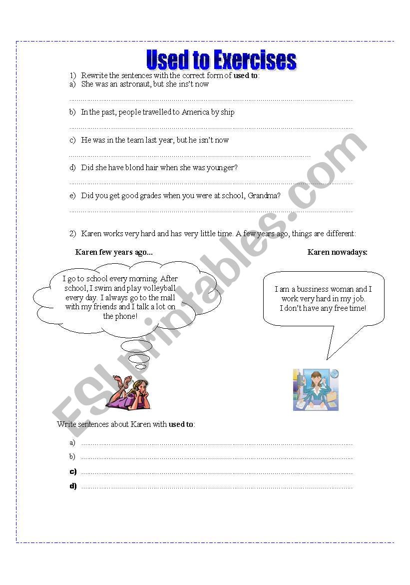 Used to Part 2 (Exercises) worksheet