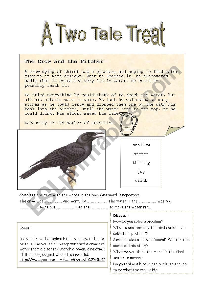 A Two Tale Treat - The crow and the pitcher & North wind and the Sun