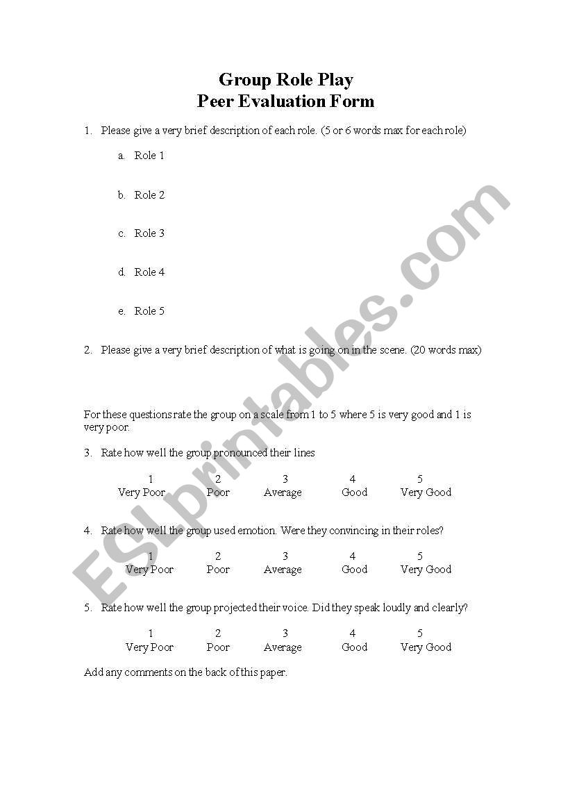 Peer evaluation for role-plays