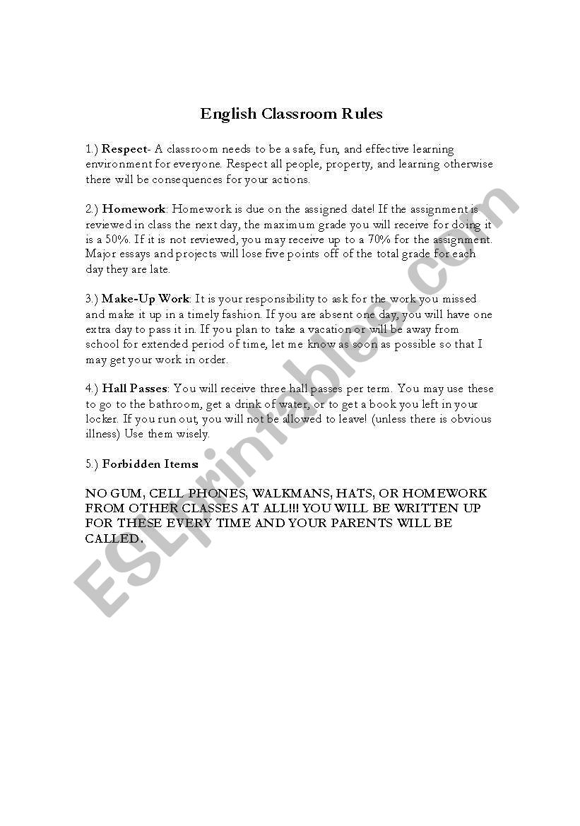 behavior rules for classroom management