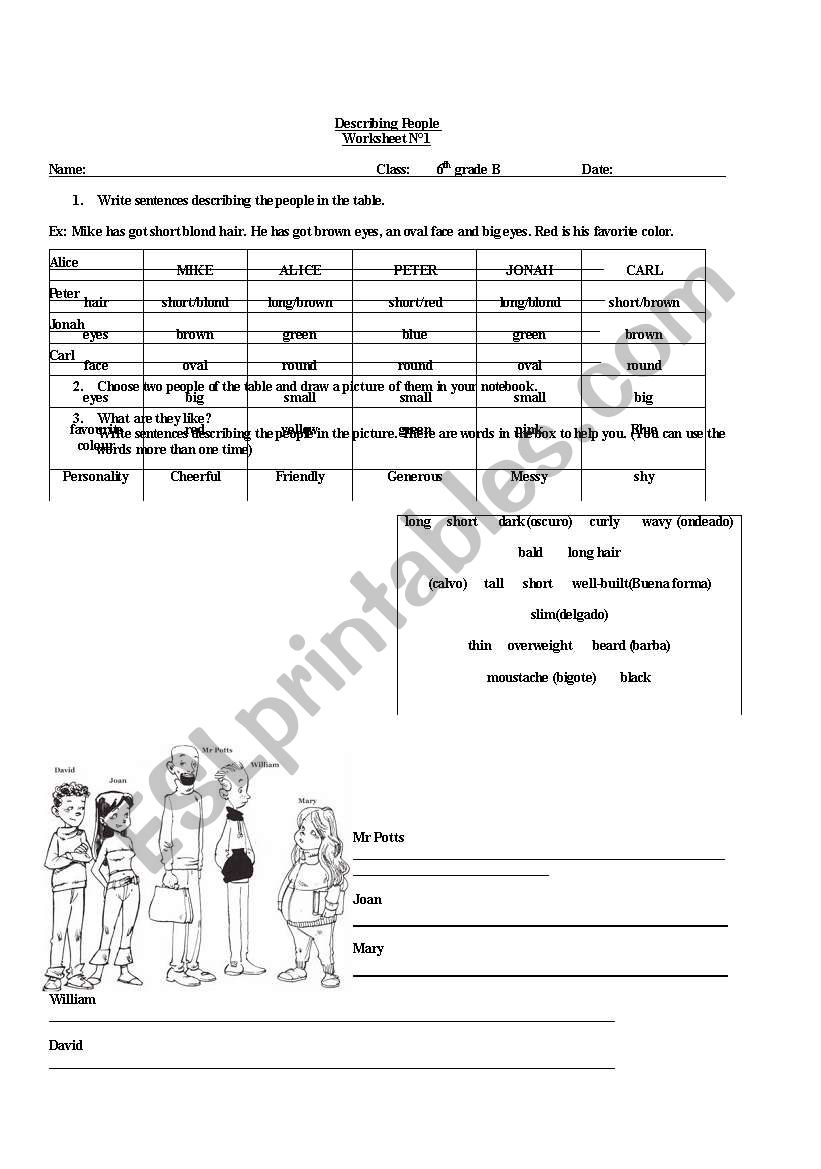 ADJETIVES worksheet