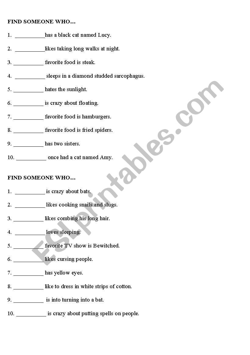 Find Someone Who...Halloween worksheet