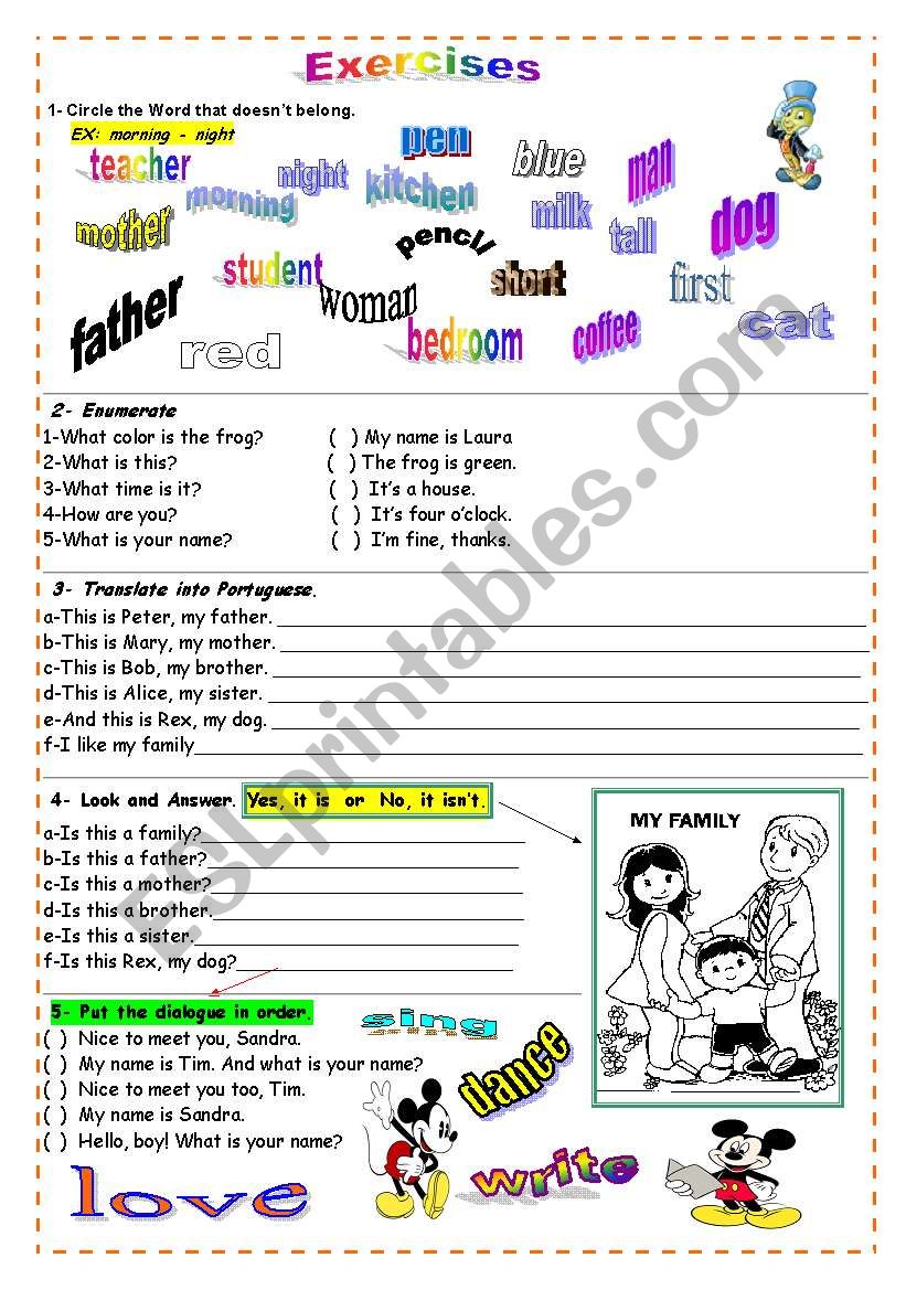 Exercises worksheet