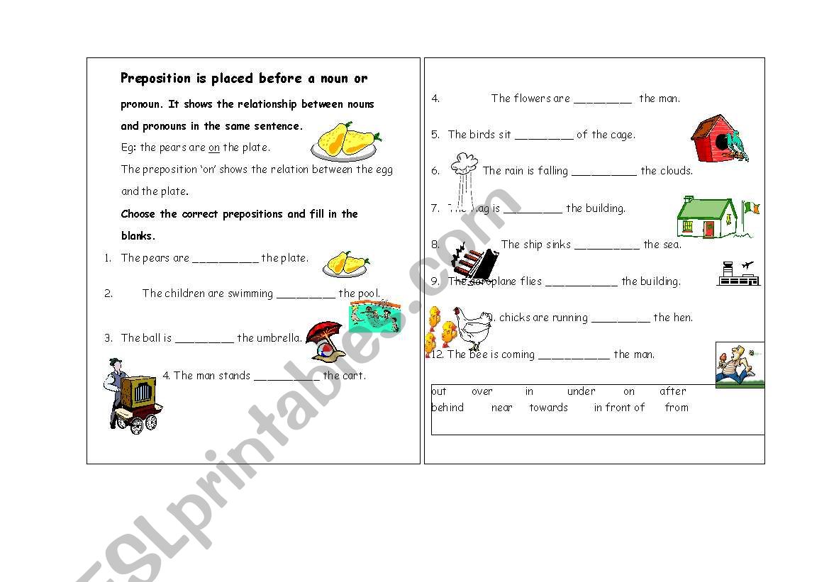 prepositions worksheet