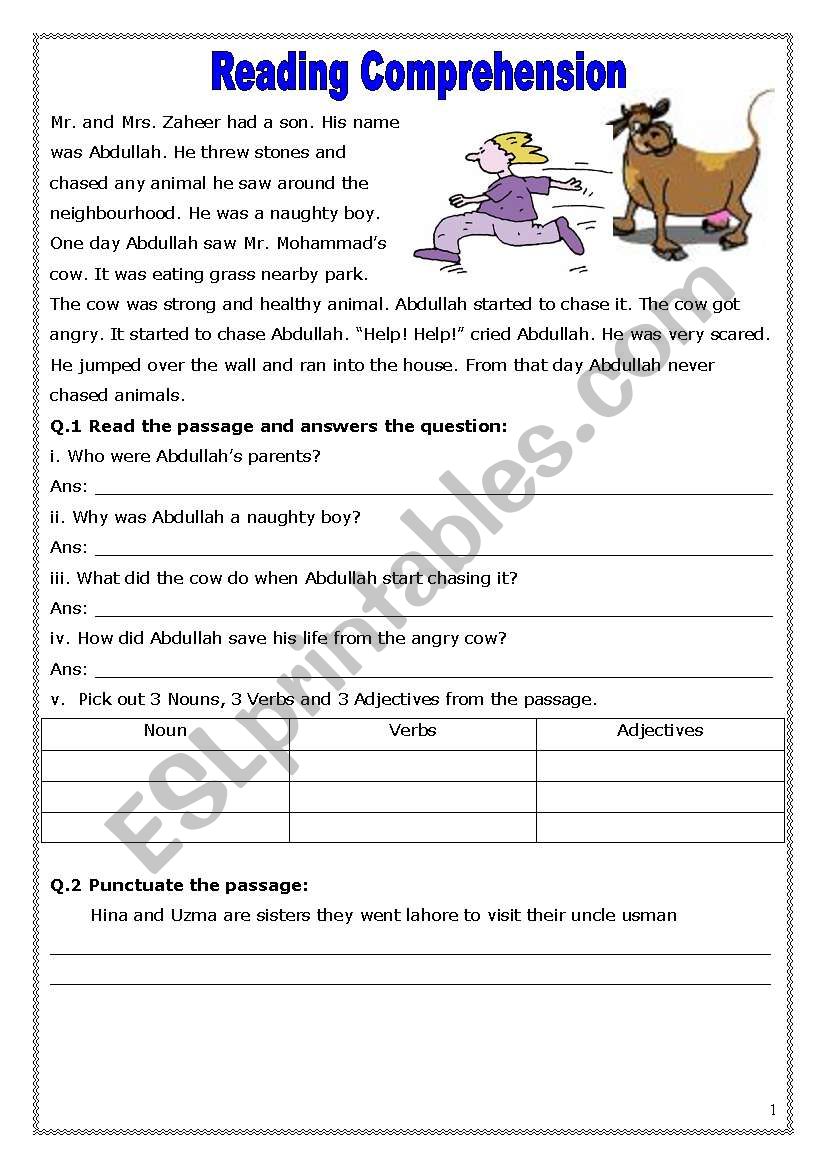 Reading Comprehension worksheet