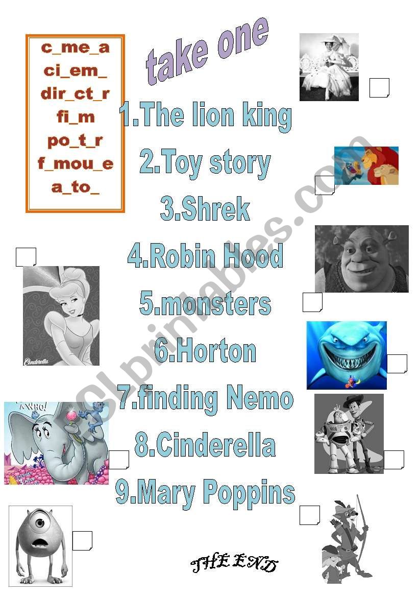 kids movies worksheet