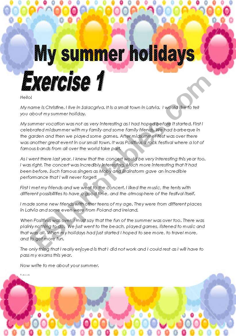 16 pages/16 exercises My summer holidays /Make your ss write a
