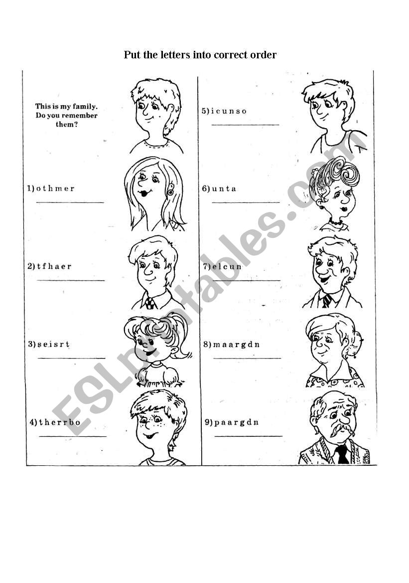 family worksheet