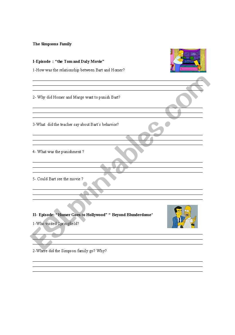 The Simpsons Family worksheet