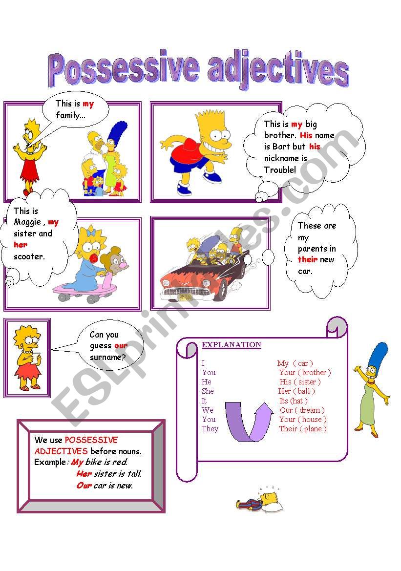 possessive adjectives worksheet