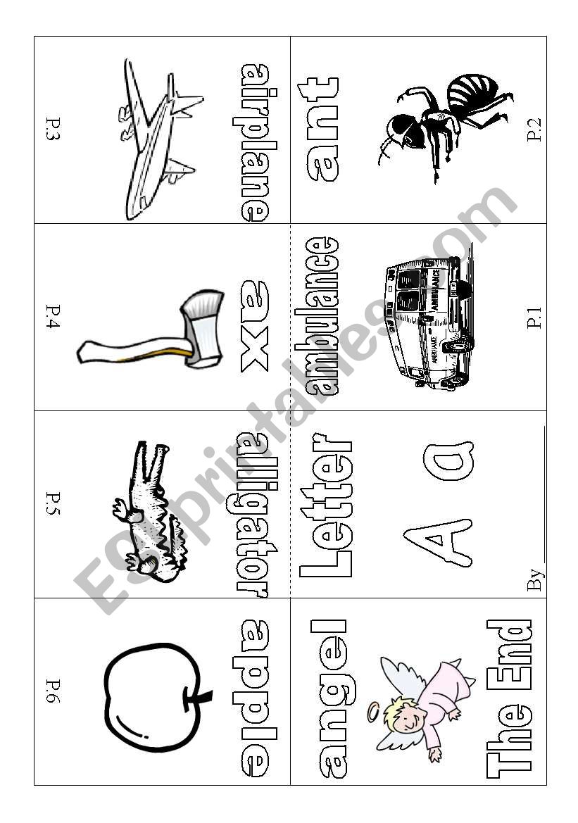 Letter A vocabulary Book worksheet