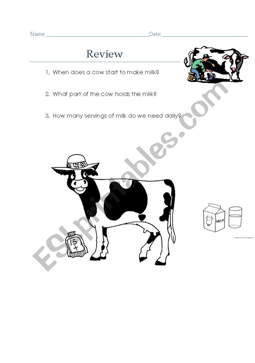 Cows worksheet