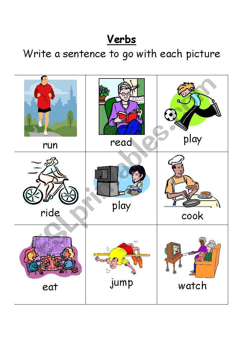 Verb sentences worksheet